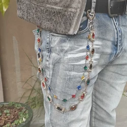 Copper Color Agate Retro Pants Chain Men's Heavy-duty One's Waist Hip Hop Accessories Light luxury Goods Holiday Gifts Key Chain