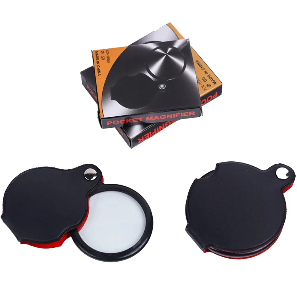 

55mm or 65mm Leather Case Folding 10x Pocket Magnifying Glass for Elderly Reading Jewelry Antique Inspection
