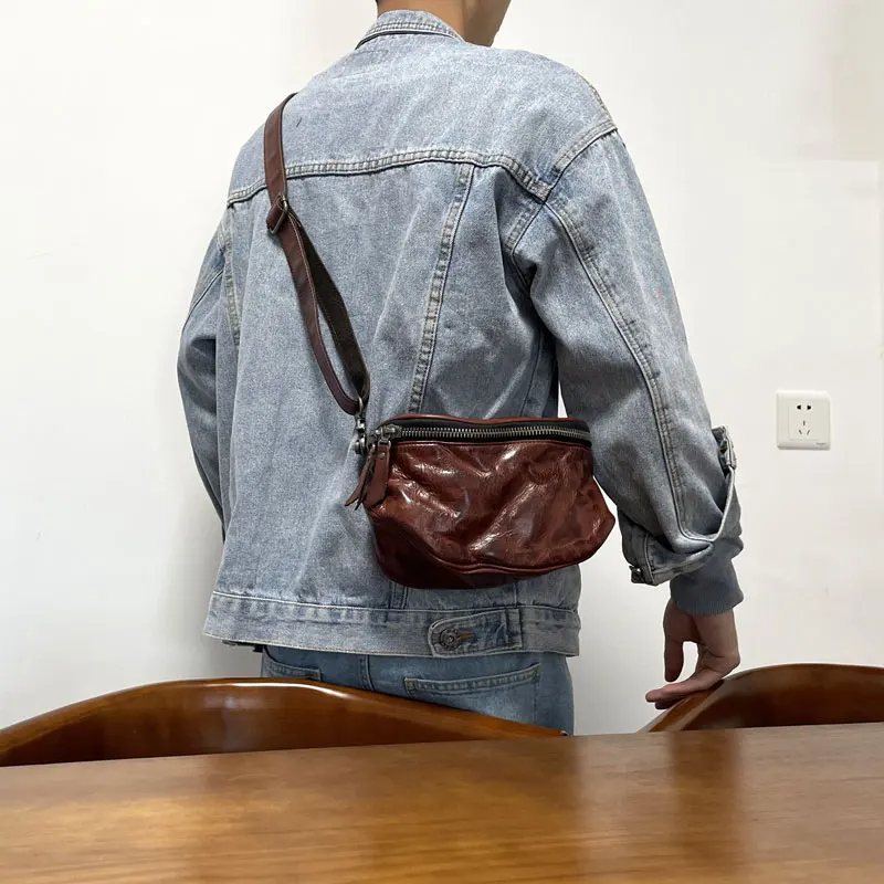 PNDME casual mode luxe lederen heren crossbody tas outdoor reizen party handgemaakte koe lederen kleine schoudertas