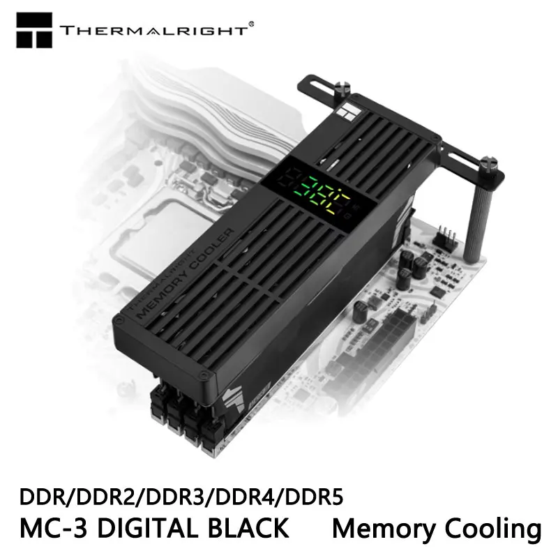 Thermalright MC-3 DIGITAL Digital Display Screen Computer Memory Cooler,Paired with three 40x40x10mm fans