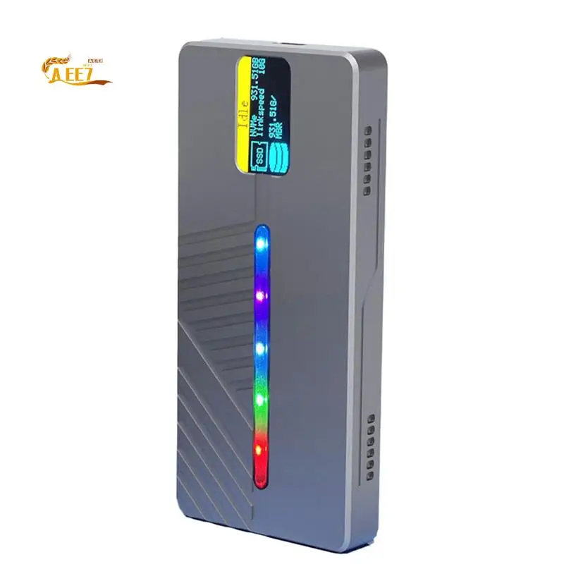 

AEE7-10 Гбит/с RGB SSD M2 NVME NGFF Корпус с экраном дисплея M/B+M Key M.2 Внешний HD-корпус 4 ТБ Тип C Корпус для привода Ard