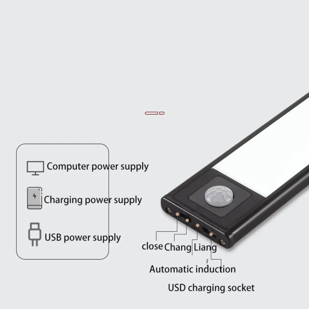 Lampada a induzione per corpo umano Ultra sottile da 20-40cm con scarpiera ricaricabile a LED, armadio per vestiti, aspirazione magnetica intelligente