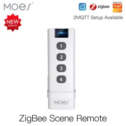 MOES-Smart ZigBee Scene Switch, 4 Gang Remoto, Hand-held Zigbee Hub Necessário, Sem Limite de Controle para Smart Home Automation