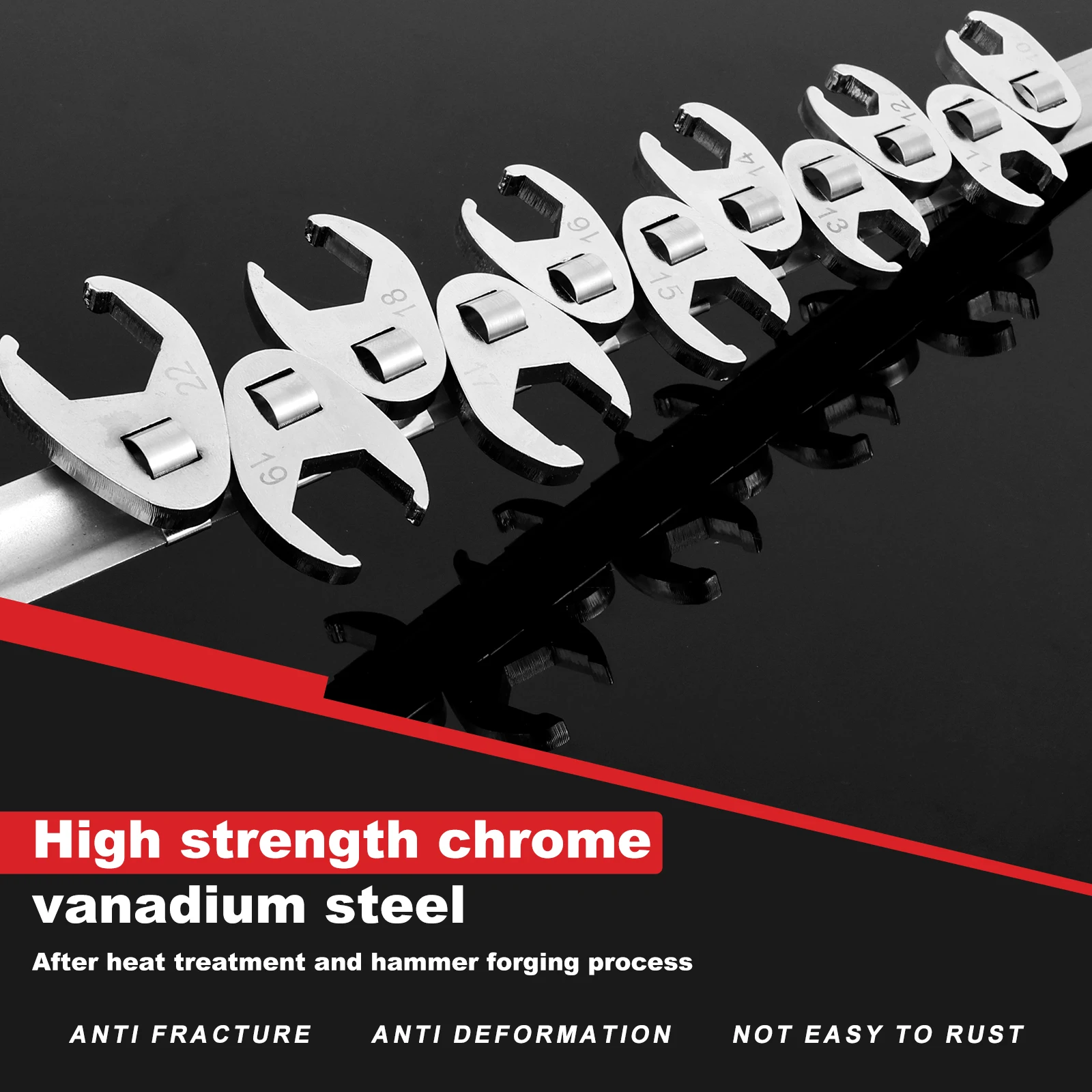 10/11 Pcs Flare Nut Wrench Set 10-22 mm Crowfoot Wrench Set with Storage Rack Horn Dual Purpose Wrenches Tool Kit for 3/8" Drive