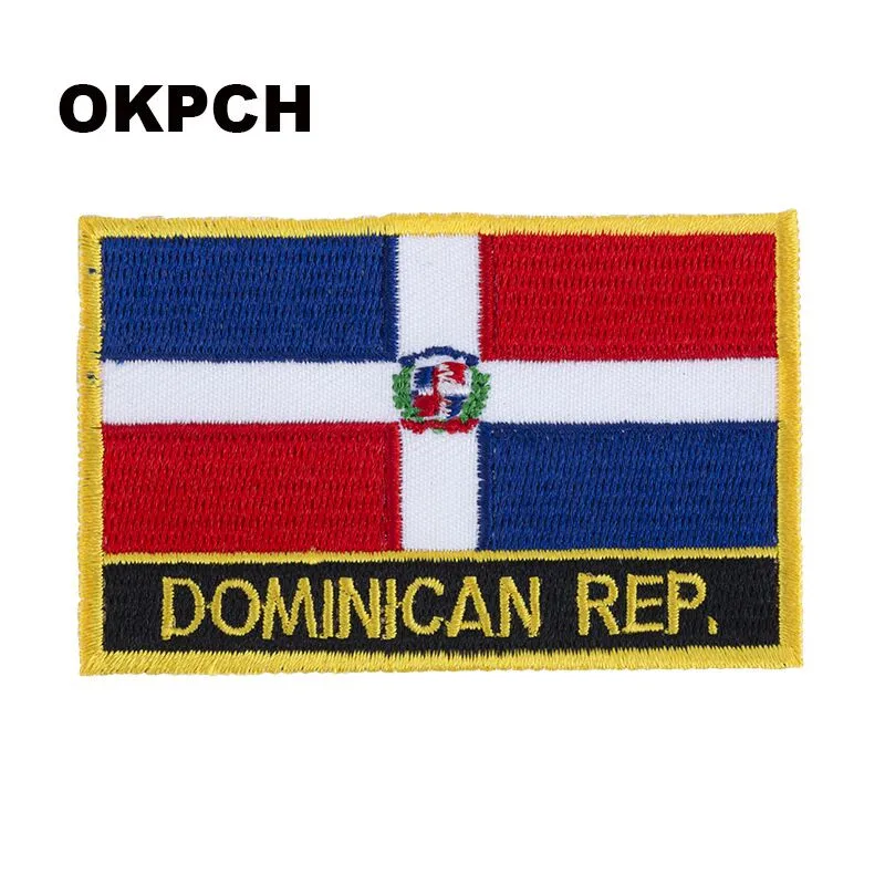 Dominican Rep Flag Embroidery Patches Iron on Saw on Transfer patches Sewing Applications for Clothes in Home&Garden