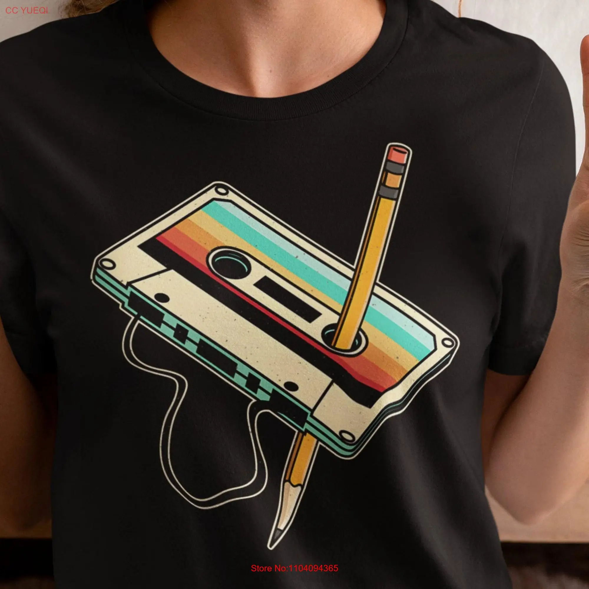 80s 90s Retro Party Costume Nostalgia Cassette T Shirt Old School PlaylisT Music Mix Tape Player long or short sleeves