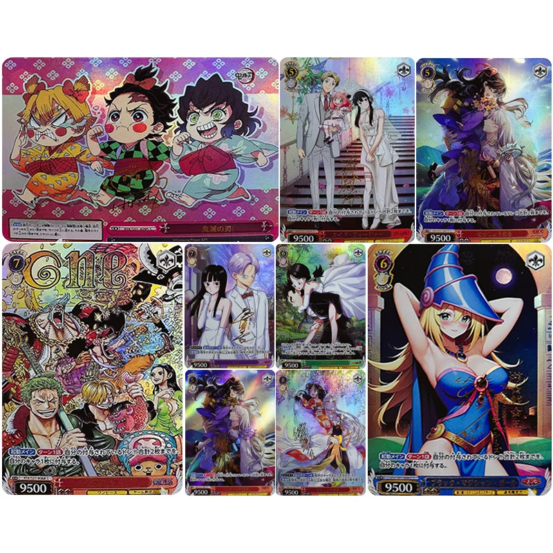 Anime Goddess Story Diy Flash Cards Kamado Tanjirou Yor Forger Black Magician Girl Nami Luffy Birthday Gifts Children's Toys