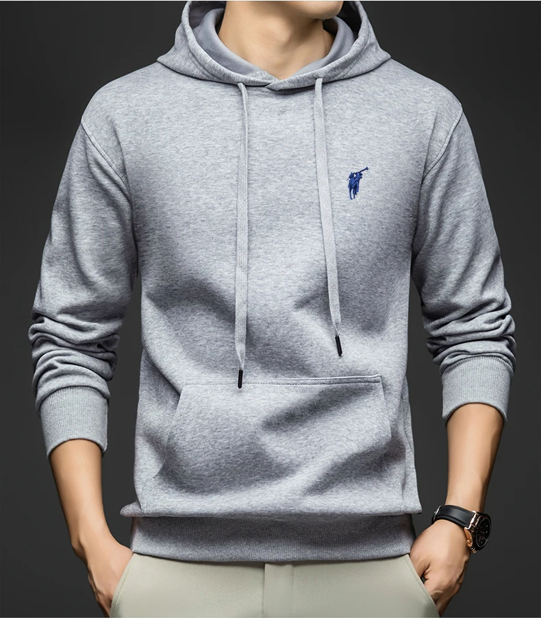 

Новинка 2025 года, толстовка с вышивкой, однотонная толстовка с капюшоном на весну и осень, повседневное пальто с длинными рукавами и плечами для мужчин