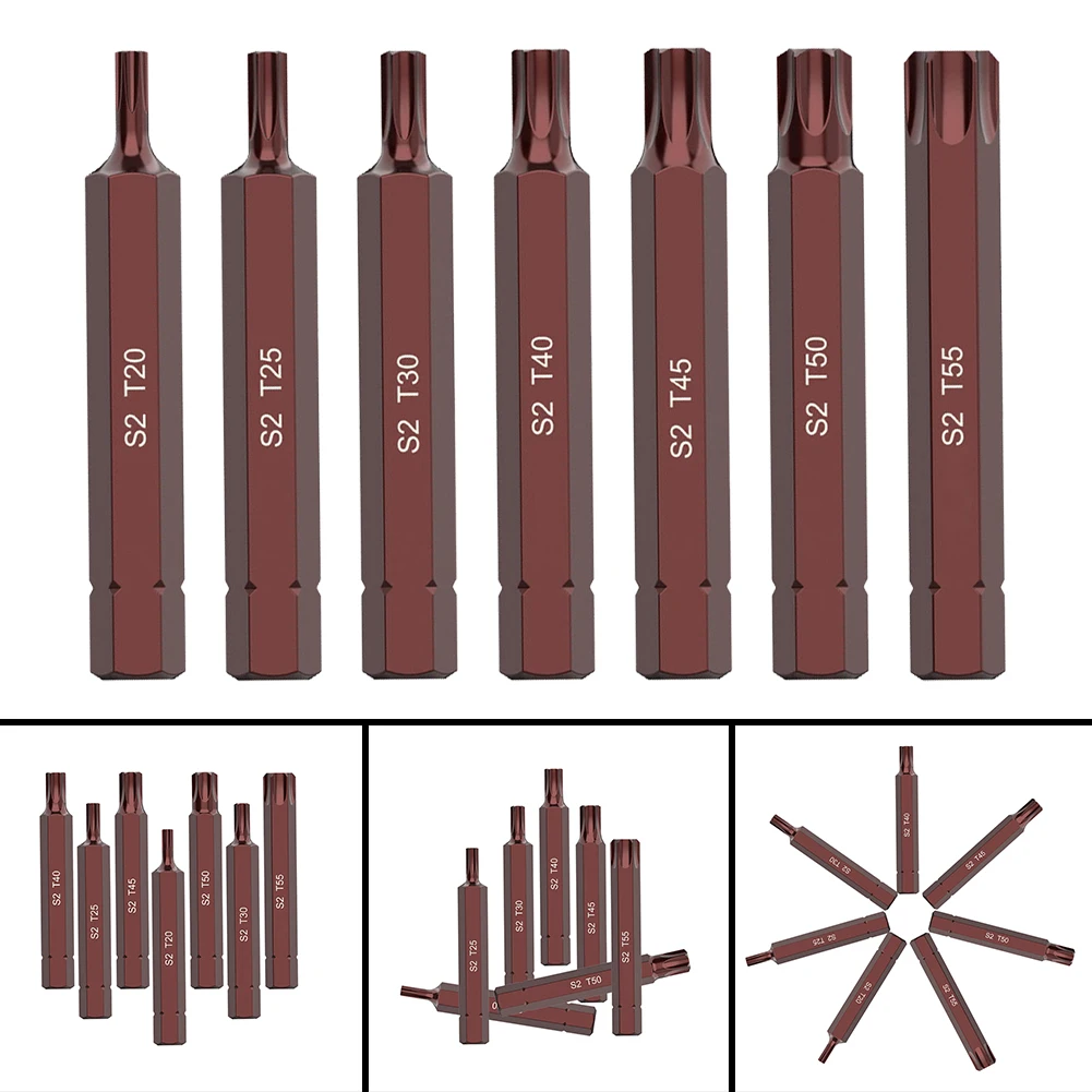 Imagem -03 - Anti Slip Elétrica Bits Parafuso Driver Torx Chave de Fenda Bit Hex Shank T20 25 30 40 45 50 55 75 mm