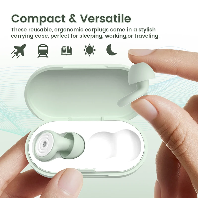 

Беруши для сна с шумоподавлением 30 дБ, многоразовые силиконовые беруши разных размеров с футляром для хранения для сна/путешествий/работы 2026