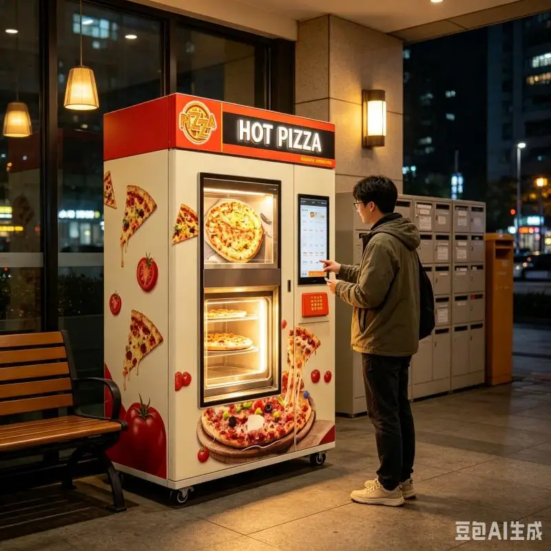Commercial Pizza Vending Machine Customized Intelligent Baking System Self Service Food Station