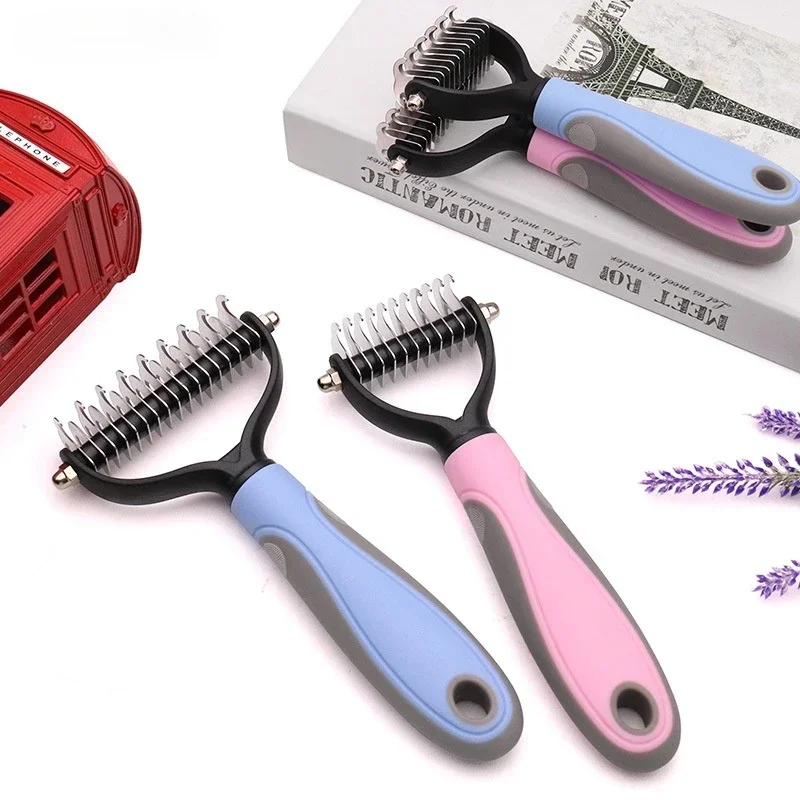 New Hair Removal Comb for Dogs Cat Detangler Fur Trimming Dematting Brush Grooming Tool For matted Long Hair Curly Pet