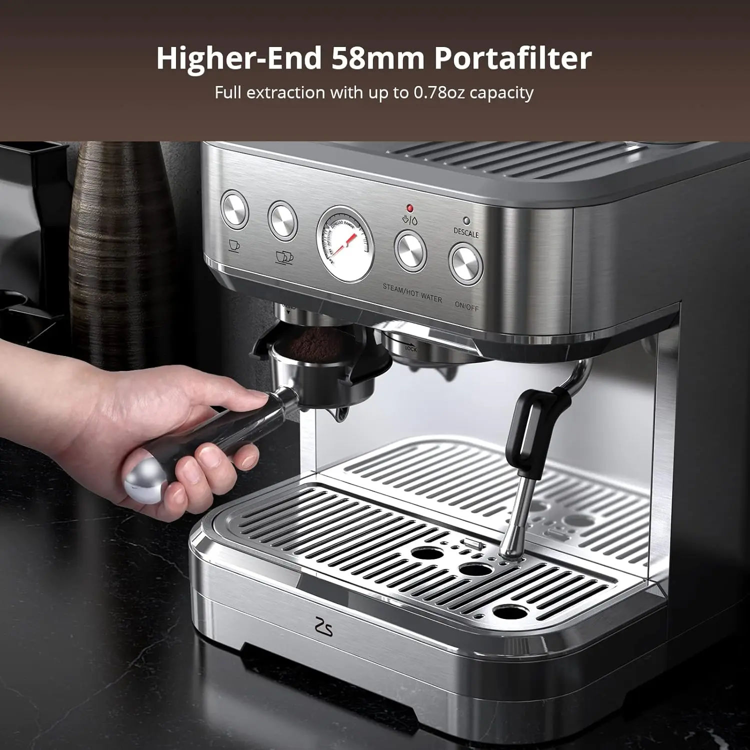 Espresso Machine with Built-In Grinder and Milk Frother, 15 Bar Cappuccino and Latte Maker, Gift for Coffee Enthusi