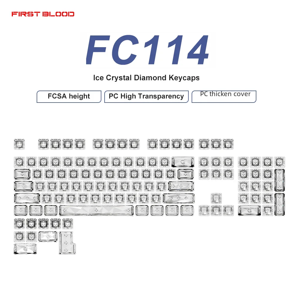 Imagem -06 - Firstblood-altura Espessado Caps Chave Transparente Crystal Diamond Resistente ao Desgaste Keycaps para Teclado Faça Você Mesmo Fc114 pc 114 Pcs