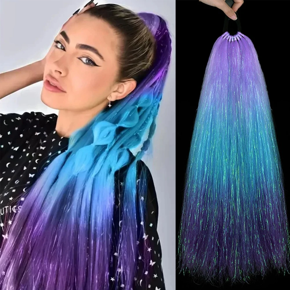 

24 дюйма DIY Ombre наращивание волос мишура для волос Jumbo наращивание хвоста для плетения волос на резинке для волос свободные мишуры для волос