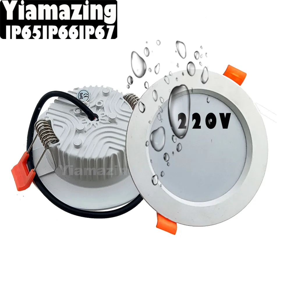 

White IP67 220v Kitchen Outdoor Waterproof IP65 IP66 LED Downlight Dimmable 7w 9W 12W 15W 18W 24W 30W 36W Bathroom Ceiling Lamp