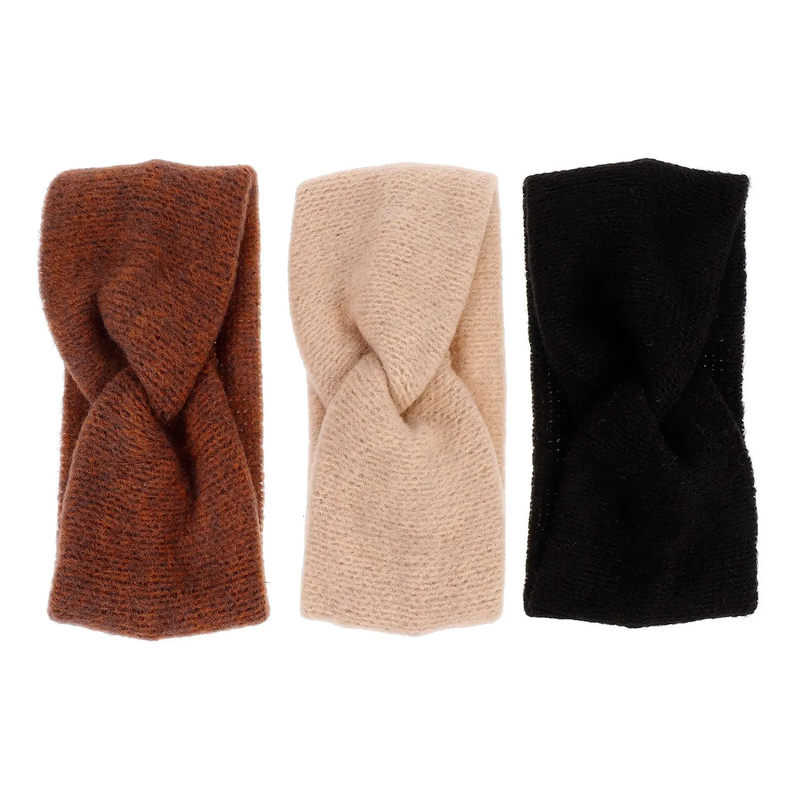

3Pcs Anti-slip Warm Hair Strap Thick Cozy Ear Warmer Stylish Charming Cotton Yoga Headbands Wide Headband