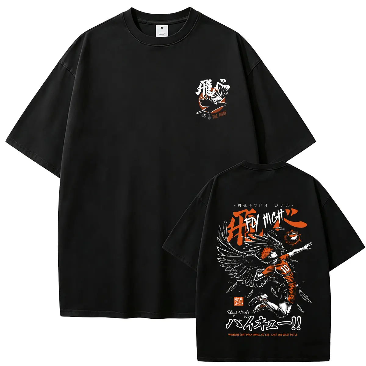 Anime Haikyuu Hinata Shoyo Fly High T-shirt Men Women Cartoon Manga Merch T Shirts Men's Fashion Vintage Oversized Streetwear