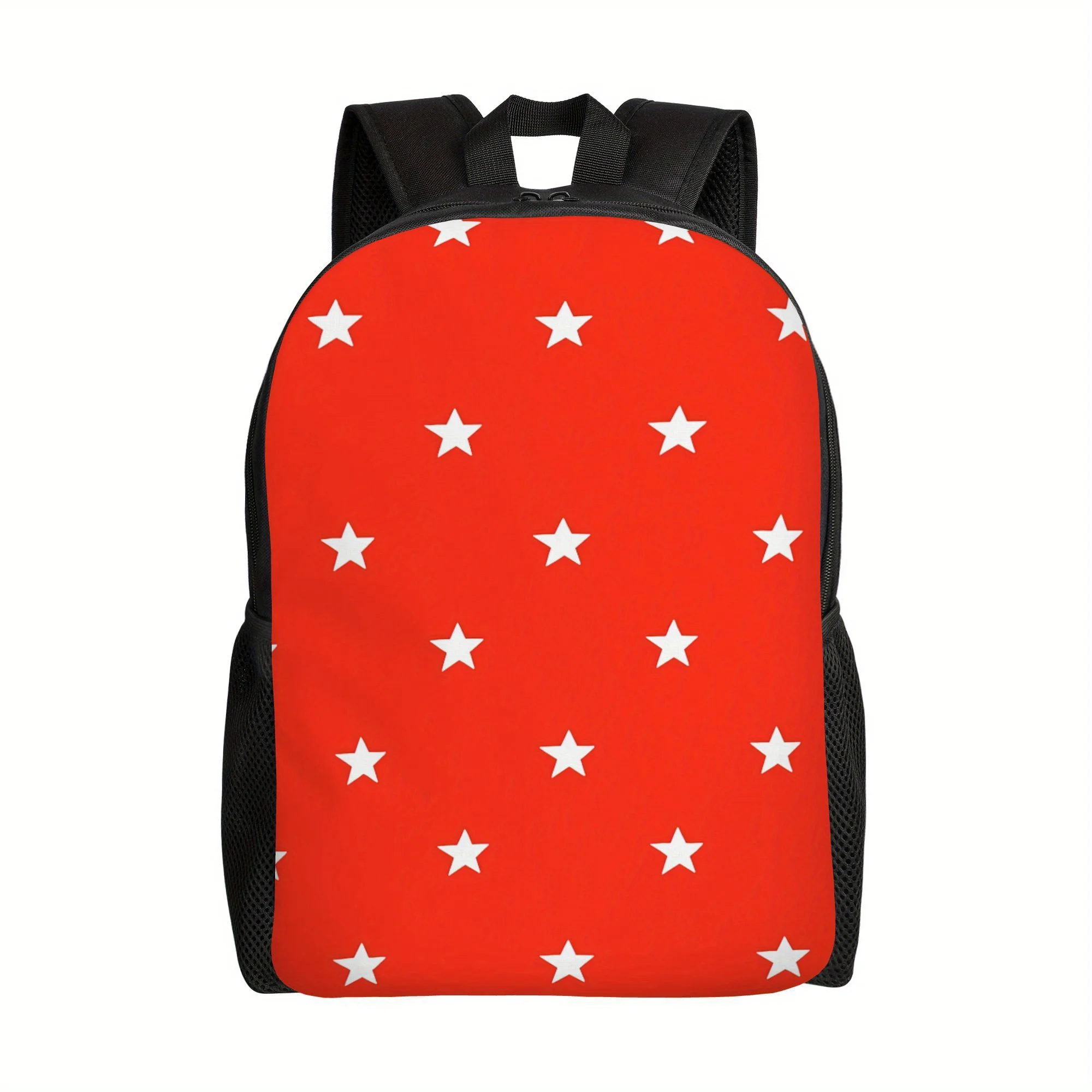 

A daily backpack with a minimalist design and red and white dots, perfect for going out for coffee, going to class