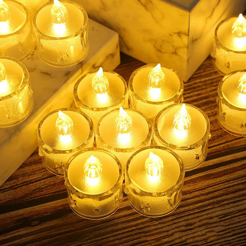 Velas electrónicas sin llama, lámpara LED, adorno, iluminación nocturna, lágrimas coreanas, cera de té brillante, 6 unidades por juego