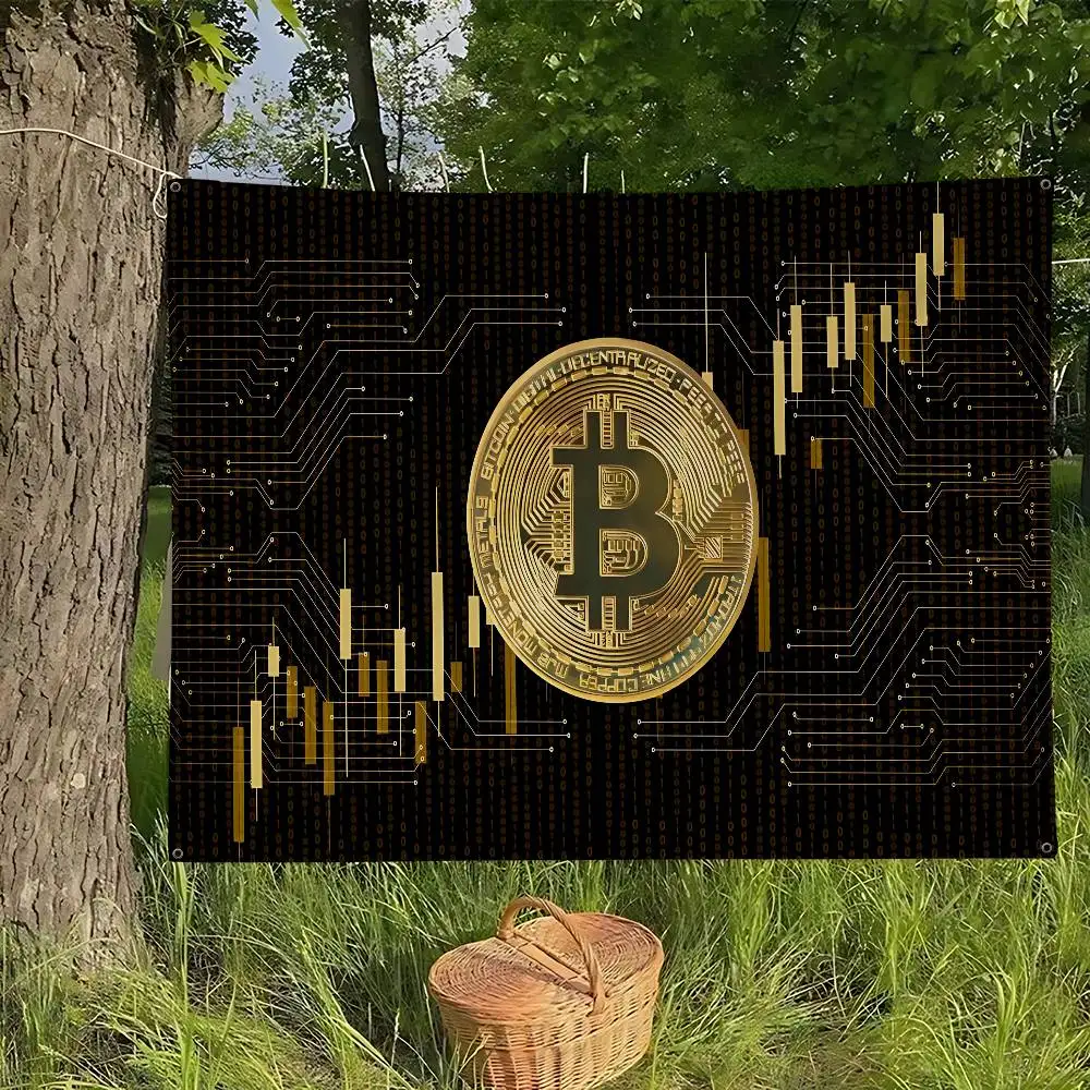 Trends Bitcoin Retro Flags Multiple Choice Living Studio Booth Interior Decoration Banner