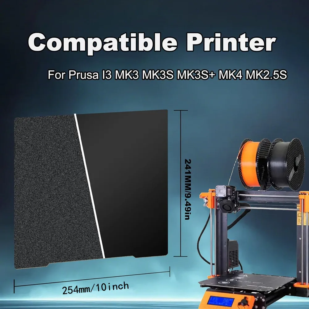 Für Prusa MK4 MK3 PEI-Bauplatte Doppelseitig Strukturiert/Glatt Schwarz PEI Flexibles Federstahlblech 241x254mm für Prusa I3 MK2.5 – Detail 4
