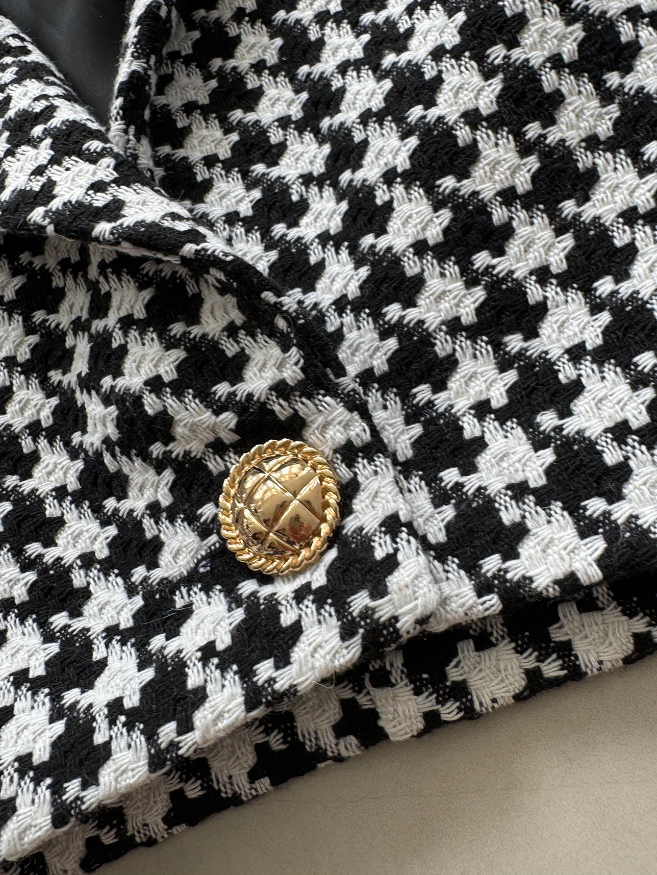 معطف من الصوف السميك المنقوش من القماش القطني للمكتب والتاريخ اليومي وموسم الخريف والشتاء ملابس خارجية غير رسمية أنيقة للأعمال