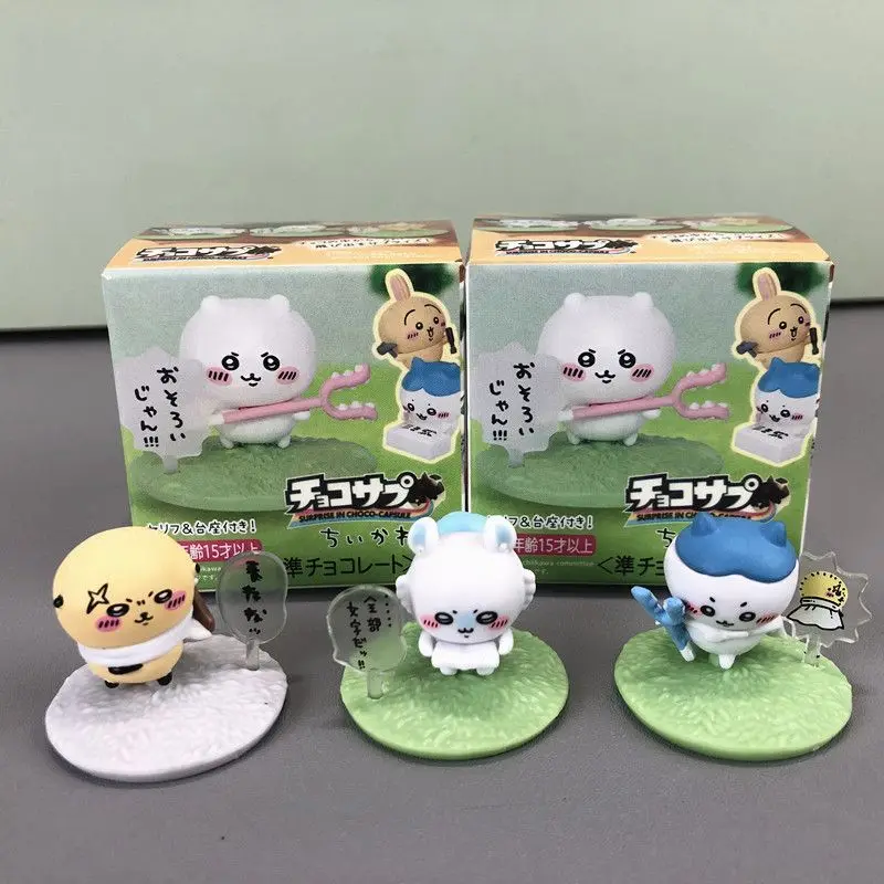 Chiikawa Choco Sup Śliczne Mini Figurki Kolekcjonerskie Zabawki Usagi Hachiware JiYi Dekoracja na Biurko Prezenty w Stylu Anime Zestaw 10 szt.