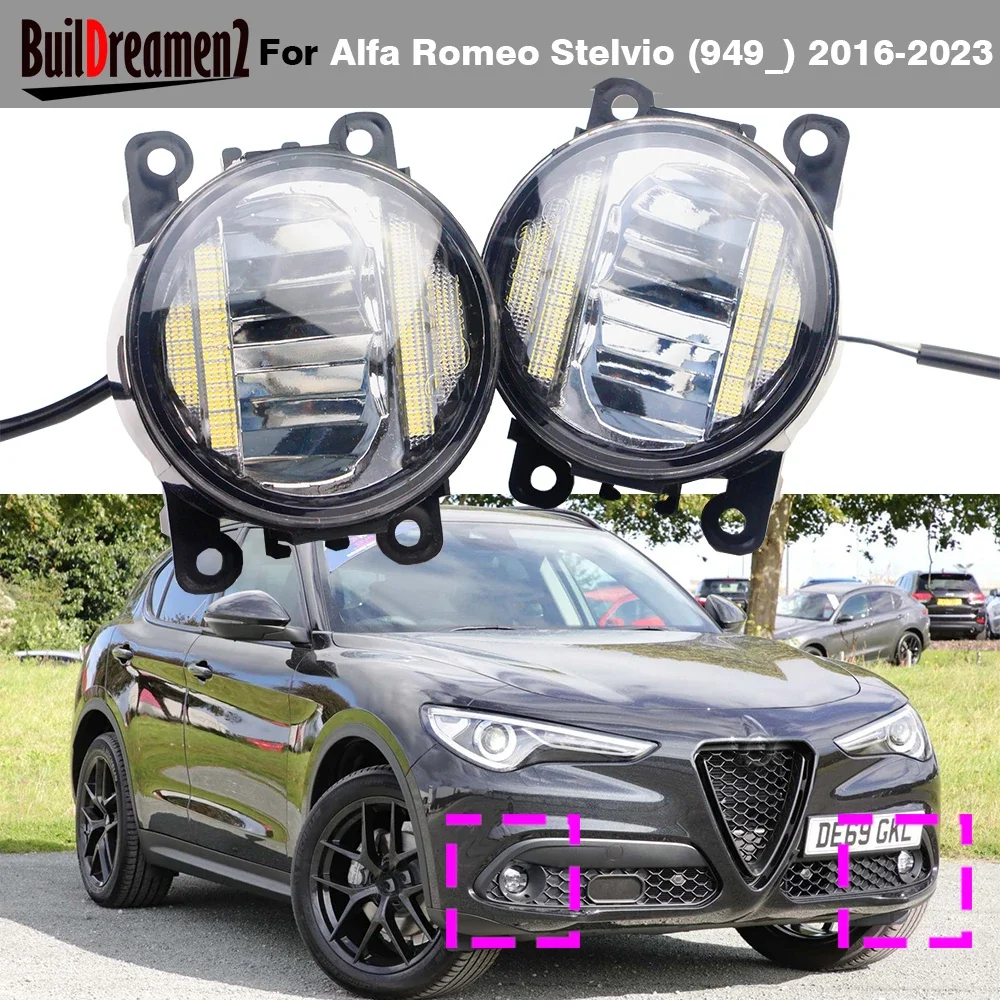

2 X 30W 4000LM LED Fog Light Assembly DRL For Alfa Romeo Stelvio (949_) 2016-2023 Car Front Fog Daytime Running Lamp H11 Plug