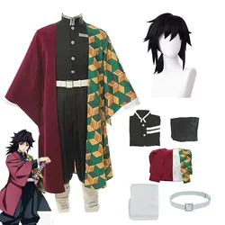 Disfraz de Anime Demon Slayer Kimetsu No Yaiba Tomioka Giyuu, traje de Cosplay, uniformes, peluca, fiesta para niños y adultos