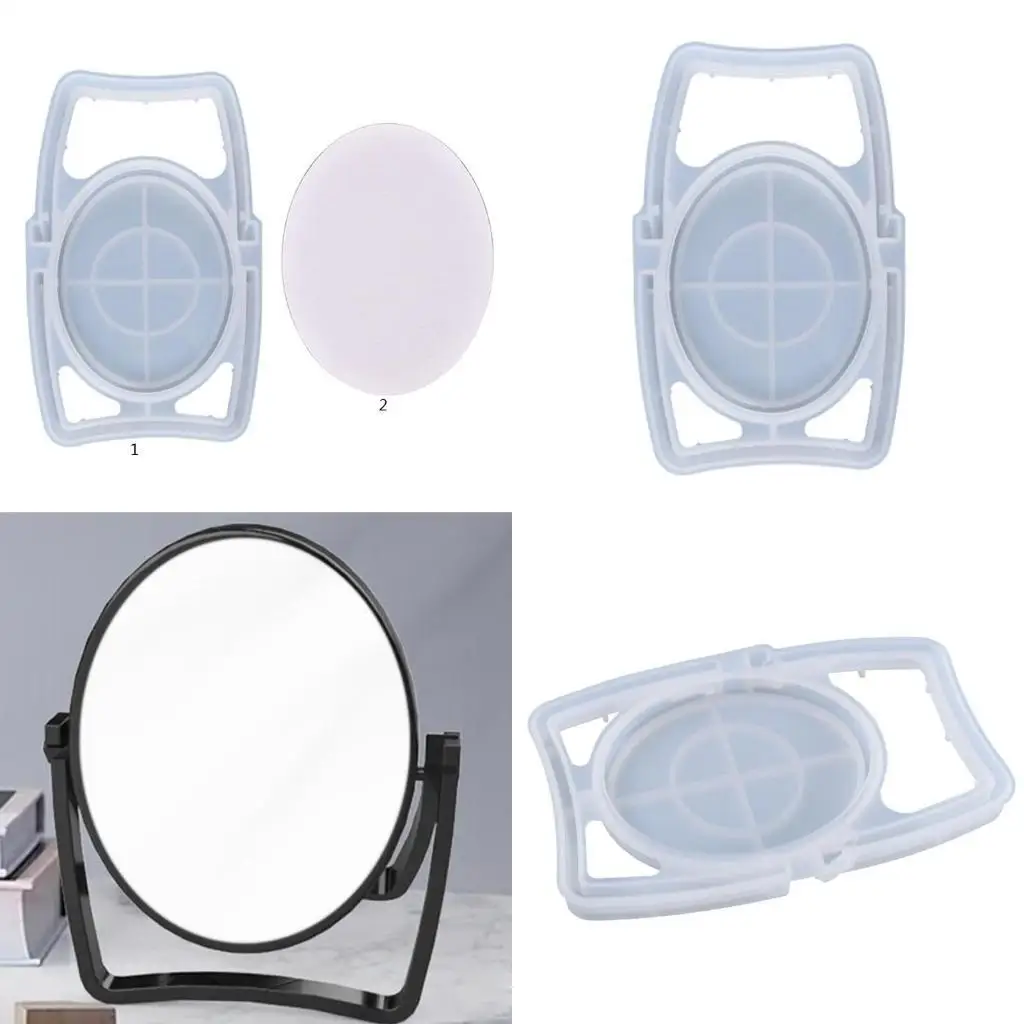 

J78F Oval Makeup Mirror Epoxy Resin Mold Desktop Vanity Mirror Casting Silicone Mould
