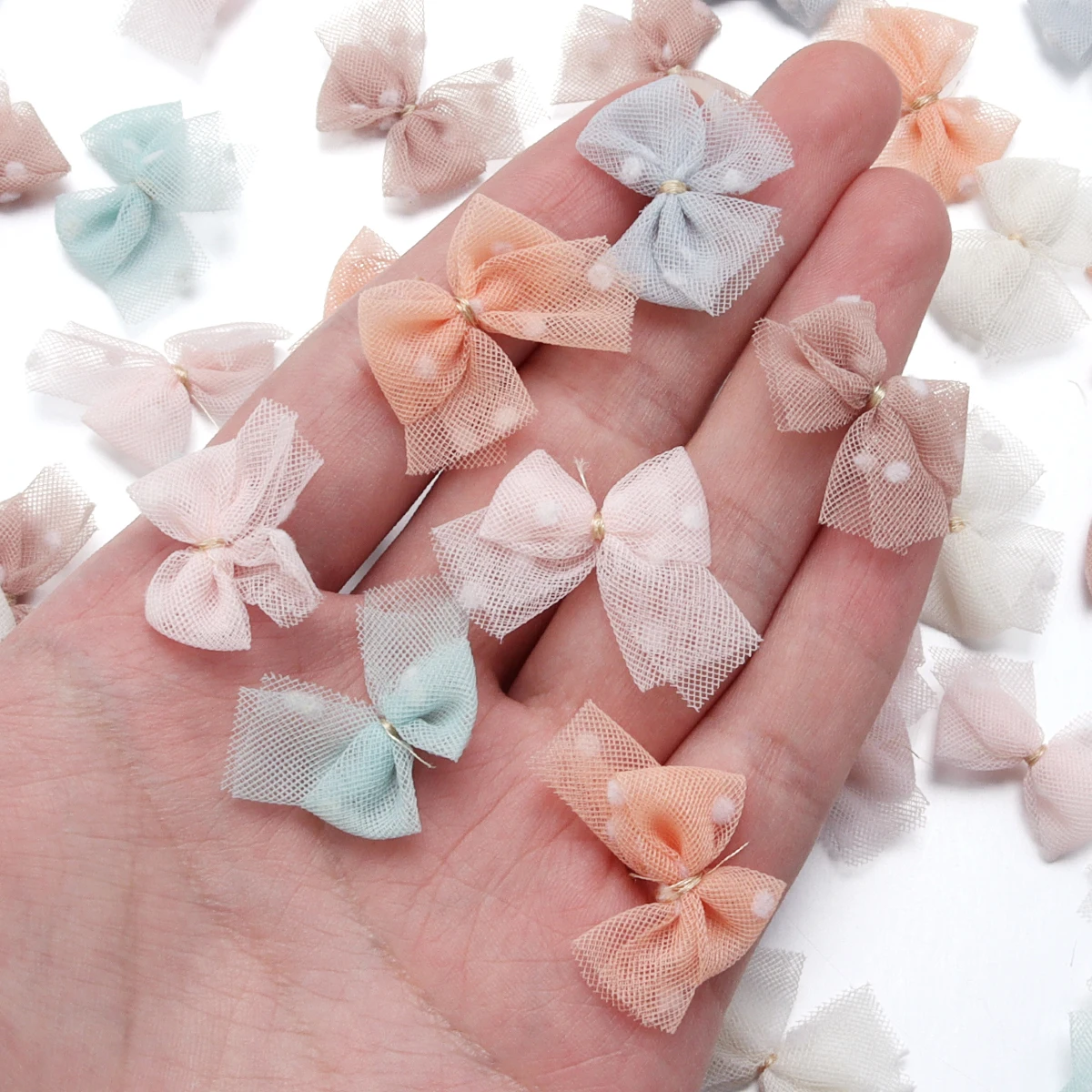 10pcs/lot 2.5×3cm Yarn Knotted Small Size Bow Mix Fashion Handmade Hairpins Mobile Phone Hair Bag Doll Decoration Material