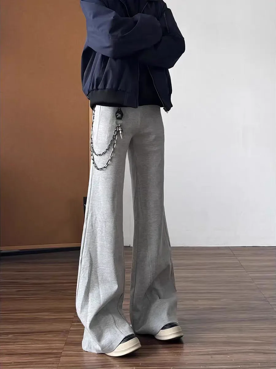 American Sle ey Micro Flared Men's Loose Casual Straight Leg Pants Zipper Design Sensation Brand Faionable Trousers