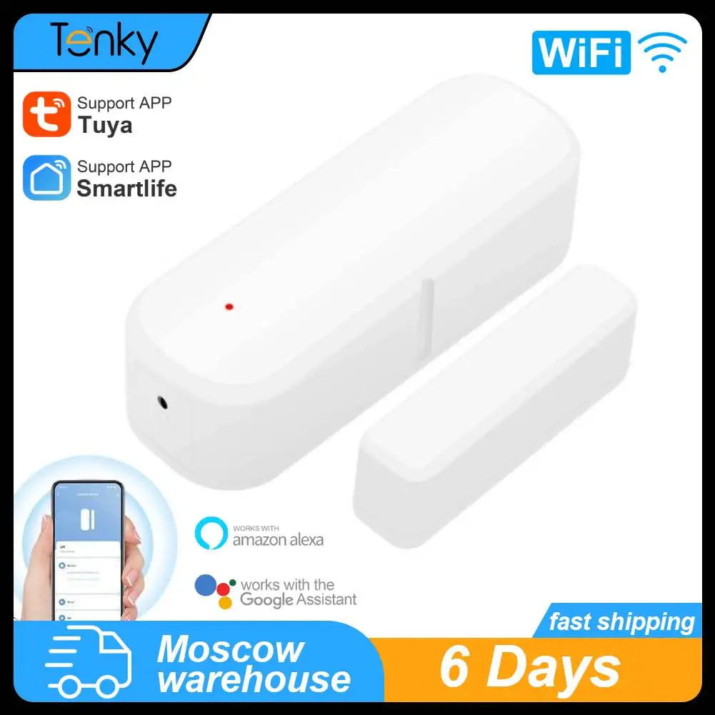 Tuya Smart WiFi Door Sensor Window Sensor Door Magnetic Alarm Detector Independent Magnetic Sensor Work With Alexa Google Home