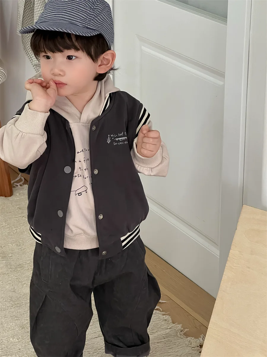 2025 Spring New Baby Sleeveless Vest Cotton Infant Boys Letter Print Cardigan Coat Toddler Casual Versatile Vest Jacket