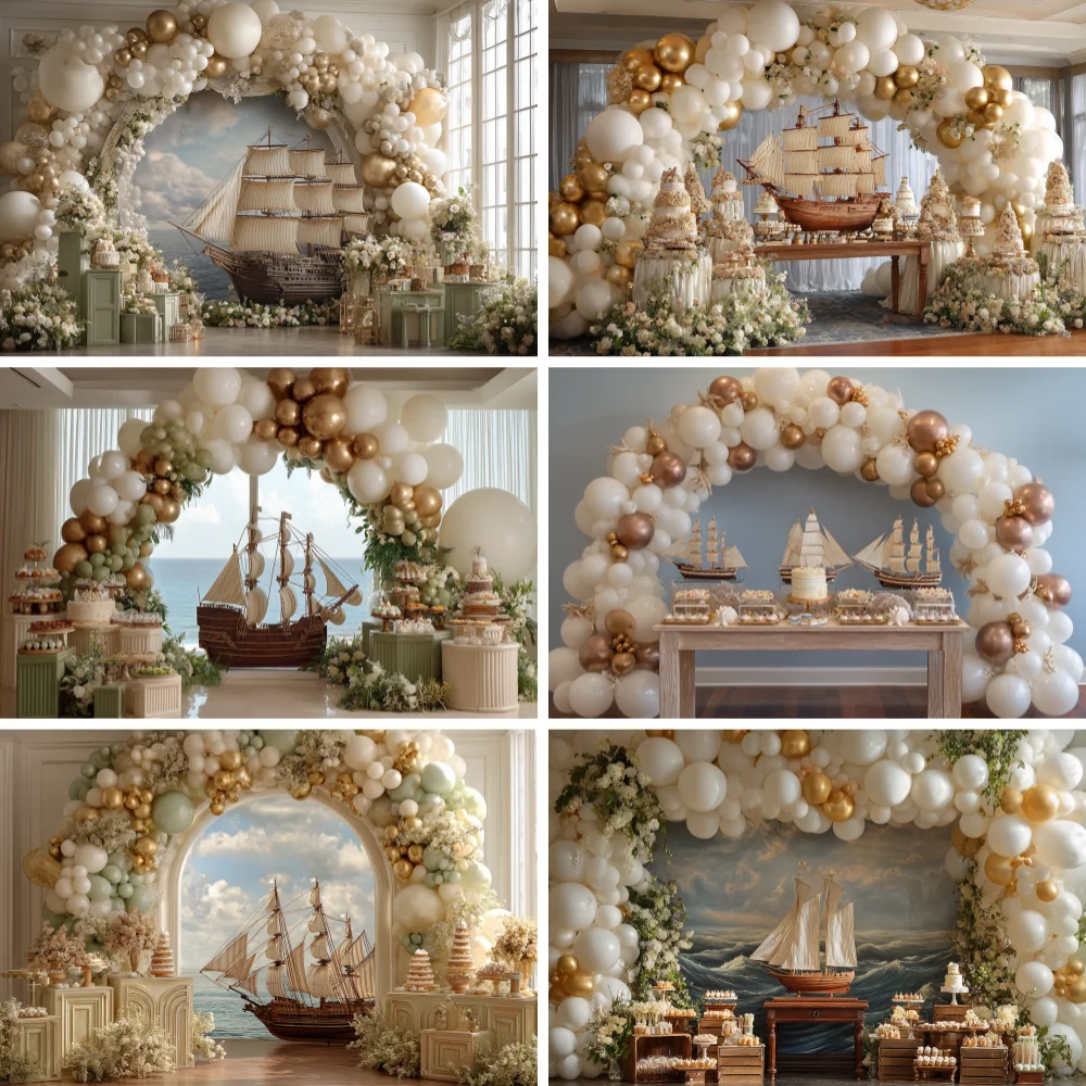 

Pirate Party Backdrop for Kids Adventure Boys Nautical Themed Birthday Parting Photo Booth Background Decor Wall Decoration