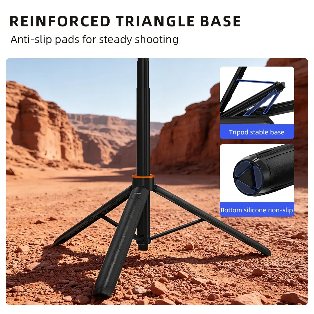 Flymile Ein-Klick-Aufklapp-Stativ für DJI Pocket 4/4P/3/Insta360 X6/Gopro Kamera, 1,6 m verstellbarer Selfie-Stick für Vlgo-Video. – Detail 6