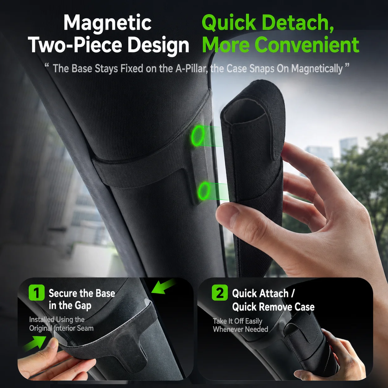 A-pillar Magnetic Glasses Case for Tesla Model Y Juniper Model YL Model 3 High Land Card Storage Glasses Storage Car Interior