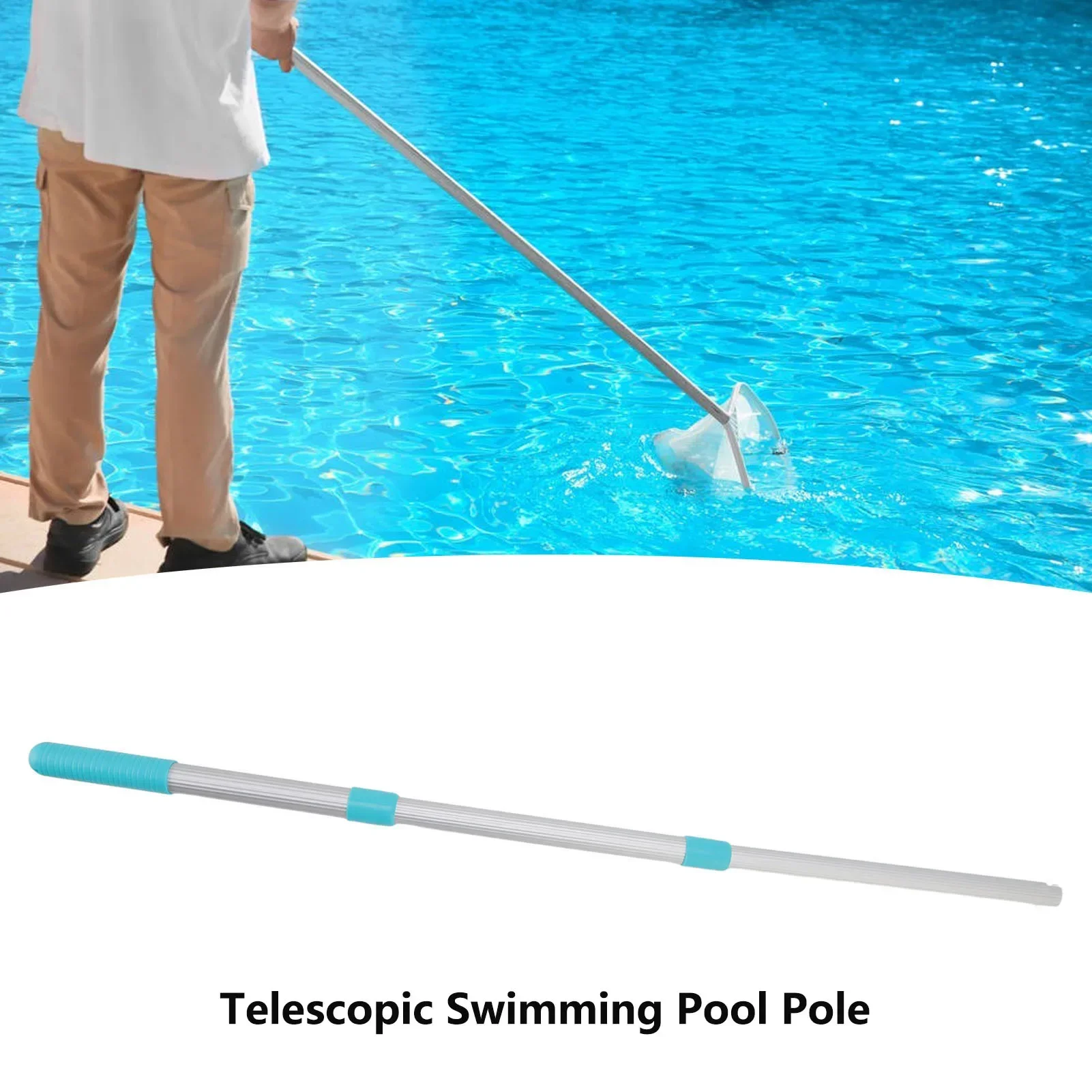 Telescopic Swimming Pool Pole 3-Section For Leaf Skimmer Mesh Rake Net Grip Handle For Spa Pond Swimming Pool Cleaning
