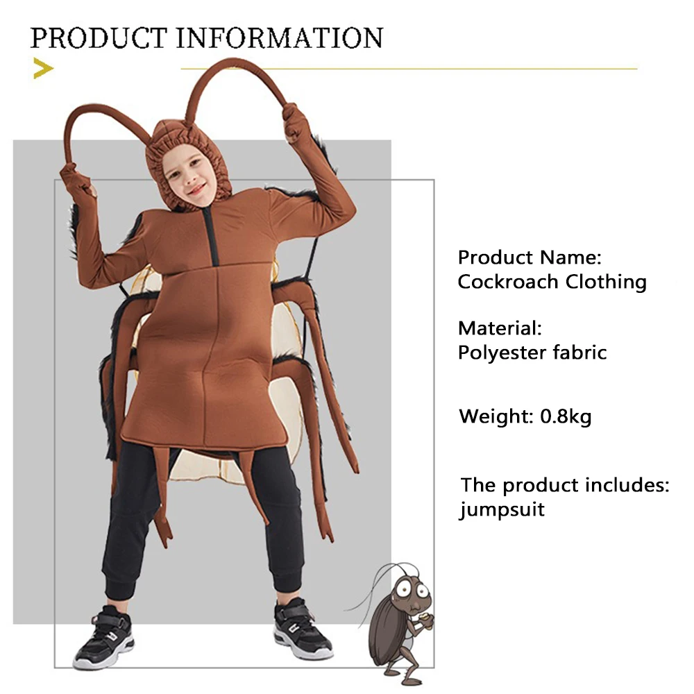 Funny Halloween Adult Cockroach Role Play Costume Boys Insect Cosplay Outfits Carnival Easter Purim Party Clube Fancy Dress