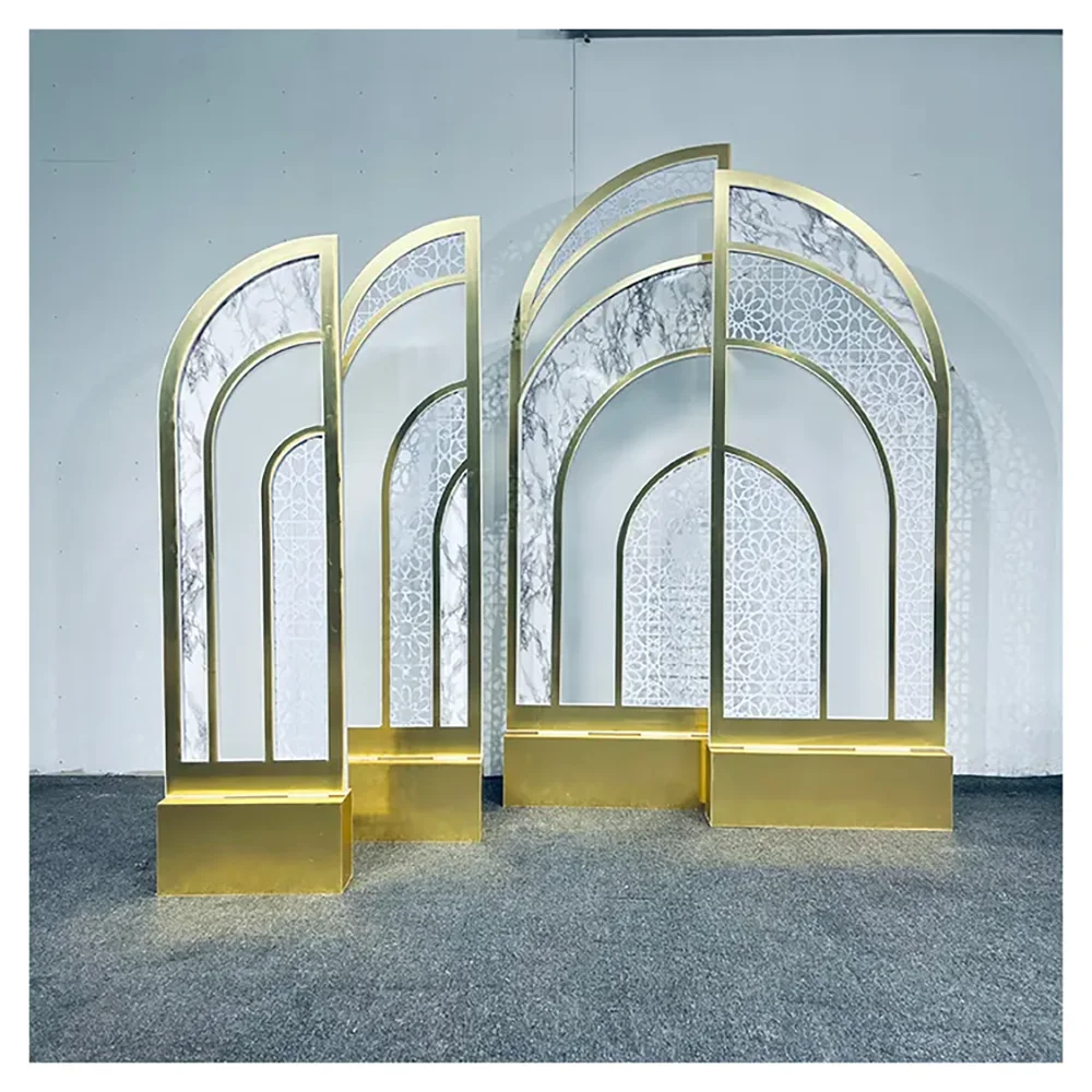 New Arrival Wedding Stage Rectangular Backdrop Frame Gold Iron Wedding Arch Backdrop Metal Stands