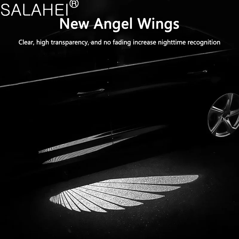 Car Angel Wing Rearview Mirror Light Car Exterior Decoration Accessories Funny LED Welcome Door Carpet Projection Lamp Universal