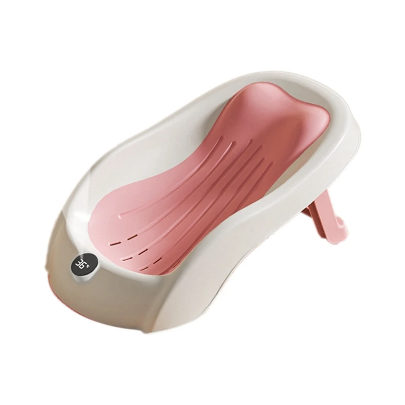 Baby Bath Seat With Thermometer, Foldable Support For Newborns 0-6 Months,