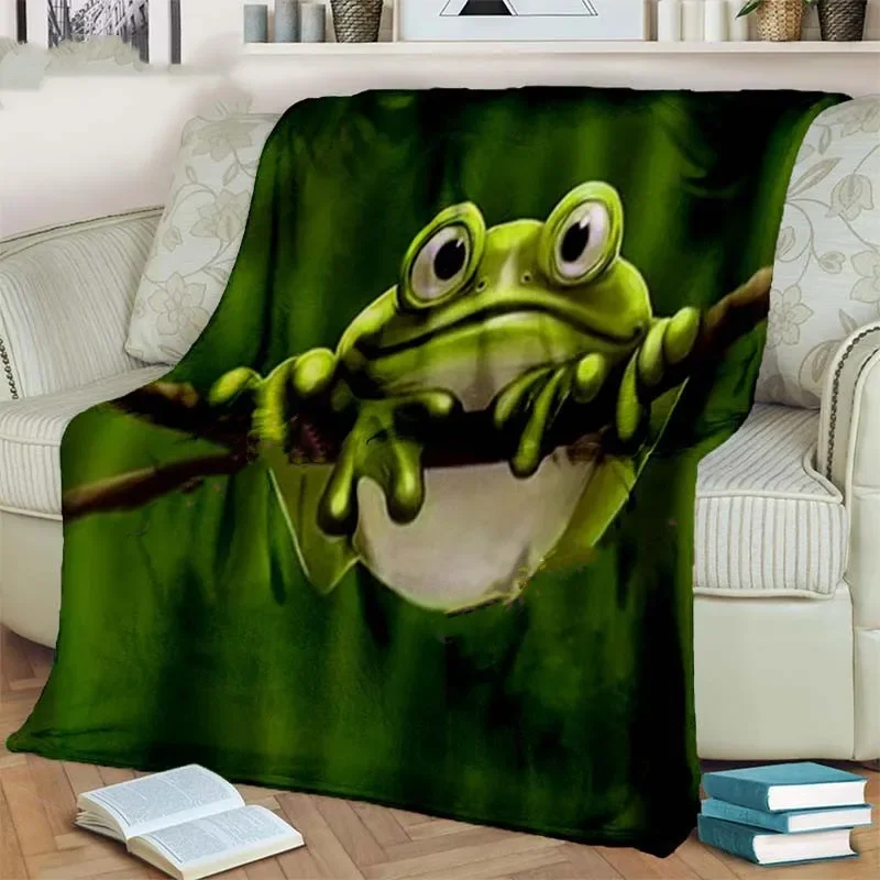 

Frog Pattern Flannel Throw Animal Blanket Cartoon Rainforest Soft Cozy Warm Kids Adults Gift for Frog Lovers Home Sofa Bed Decor