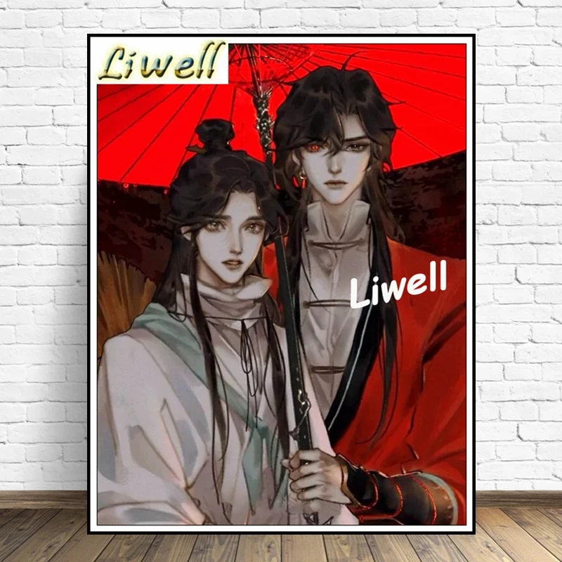 5d Haft Heaven Official\'s Blessing Anime Diamond Painting Hua Cheng And Xie Lian With Red Thread Tian Guan Ci Poster Decor