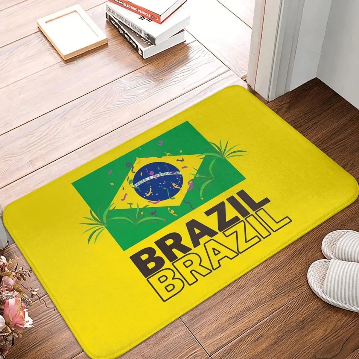 

Brazil National Flag Non-slip Doormat Floor Mat Absorbent Mat Carpet Rug for Kitchen Entrance Home Bedroom Footpad Mats