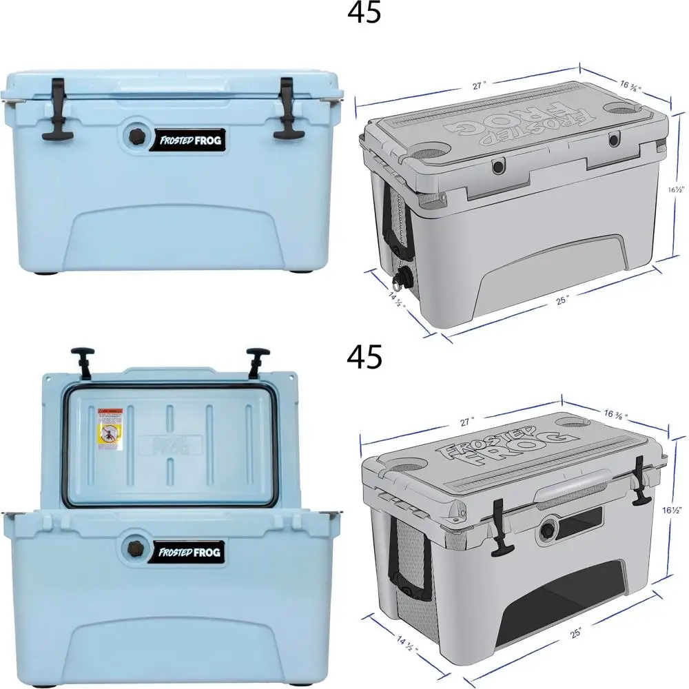 

Heavy-Duty Commercial-Grade Insulated Cooler, 45 Quart High Performance Roto-Molded Ice Chest for Outdoor Adventures