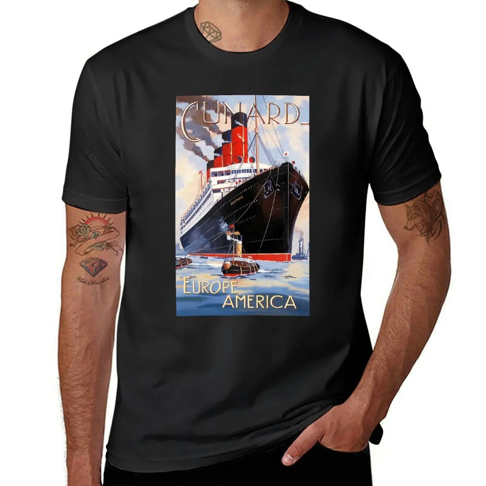 New CUNARD OCEAN LINER AQUITANIA T-Shirt oversized t shirt black t shirts summer top fruit of the loom mens t shirts