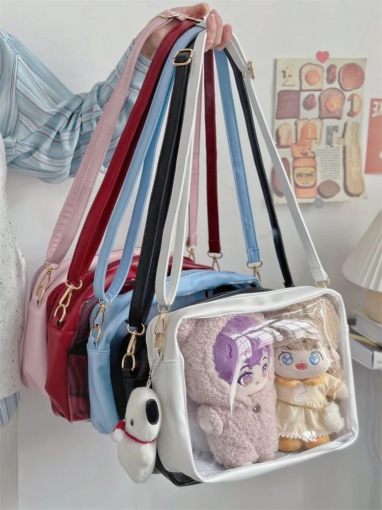 Kawaii Itabag Kadın PU Deri Yumuşak Crossbody Çanta Kızlar Şeffaf Ita çanta 20 cm Bebek JK Çanta omuzdan askili çanta Kadınlar Için Bolso