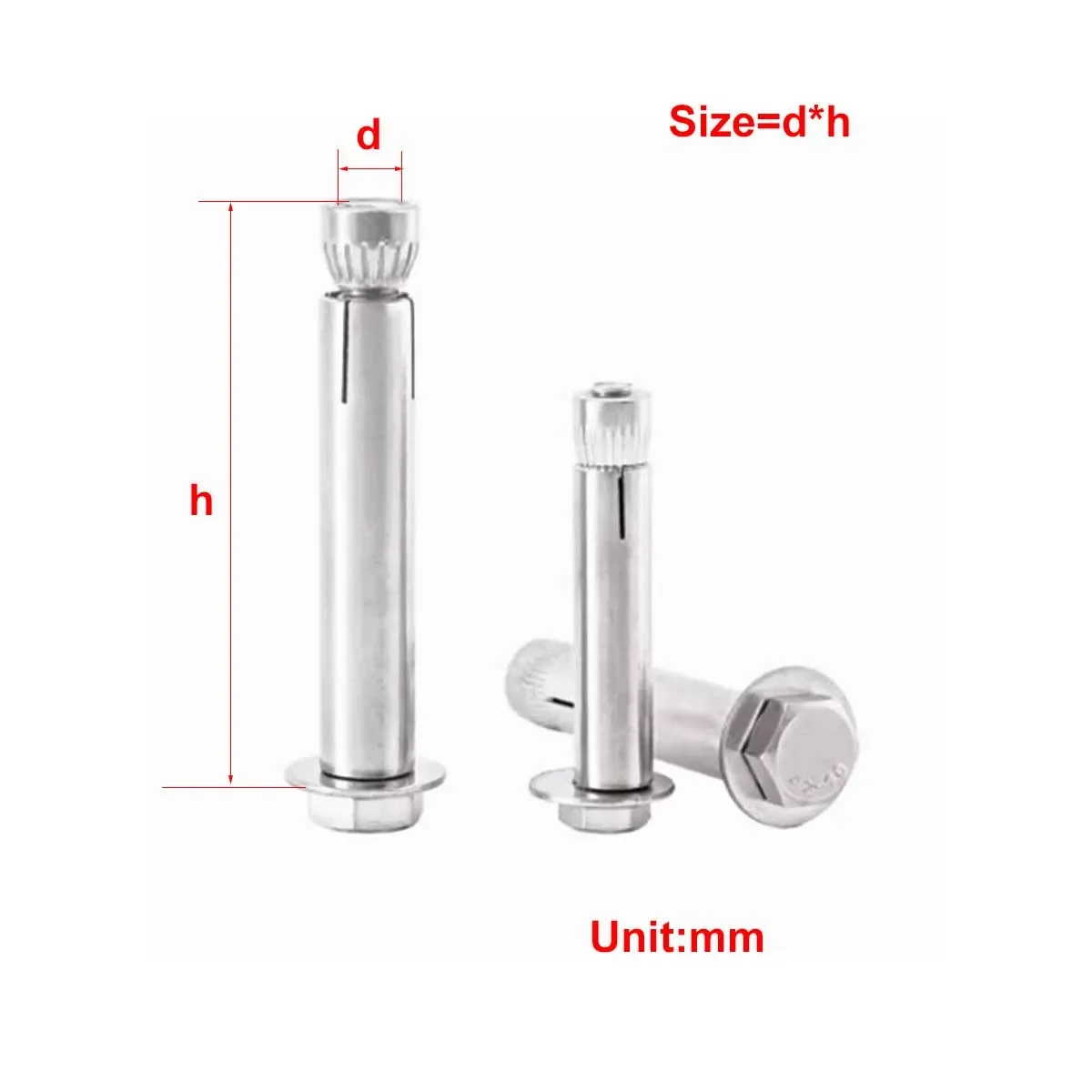 304 Stainless Steel Internal Expansion Screw/External Hexagonal Bolt, Internal Explosive And Tensile 6M8M10M12